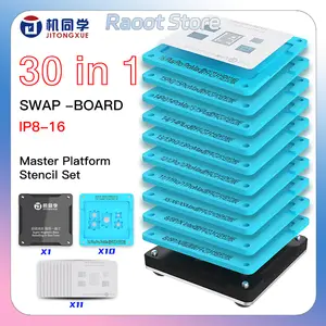 Bilashmart JITONGXUE 30In1 IP Swap Board Chips Reballing Platform iPhone swap motherboard IP8 16 Series Phone Repair Tools Stencil Kits