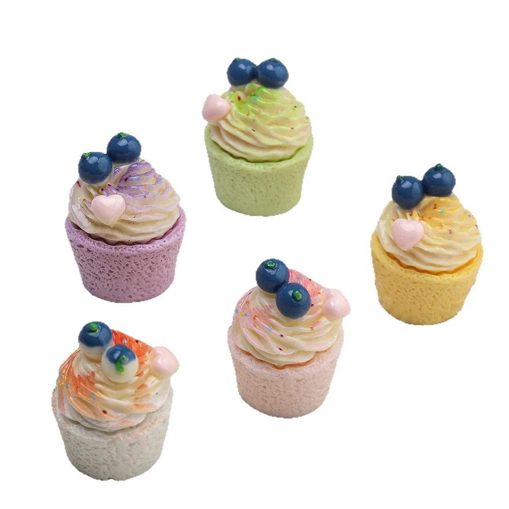 5PCS Blueberry Ice Cream Series Miniature Flat Back Resin Cabochons For Hairpin Scrapbooking DIY Home Decor Craft Accessories