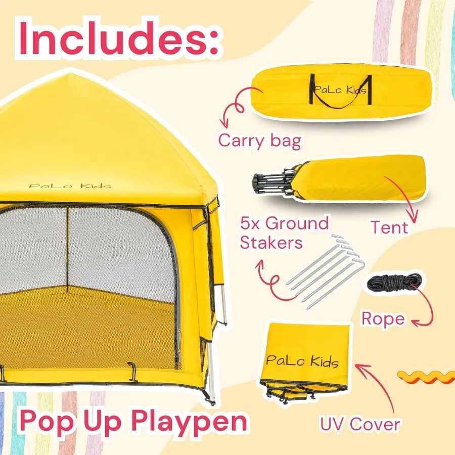 Cercadinho pop up portátil para bebês, cercadinho pop e go com dossel, barraca de praia para bebês, cercadinho interno e externo para bebês pop up pa
