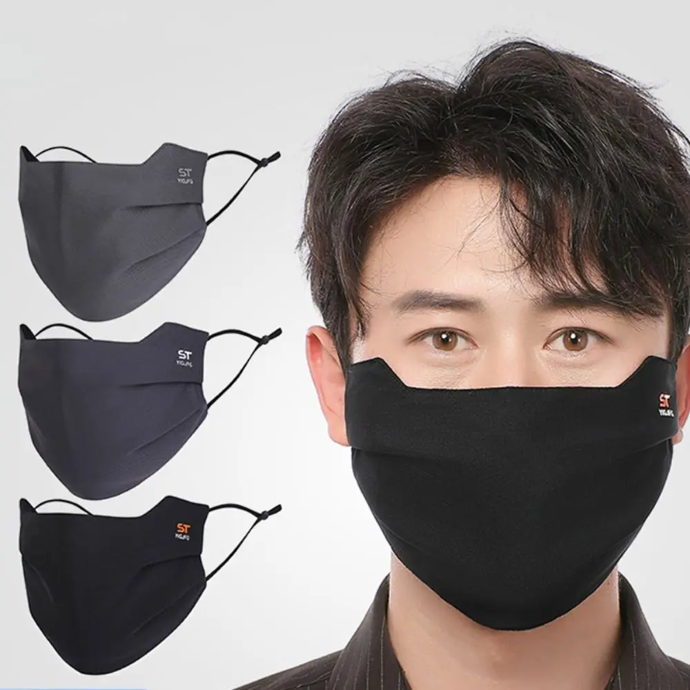 Washable Sun Protection Face Mask Reusable Solid Color UV Face Shield Breathable Windproof Sunscreen Mask Running Riding