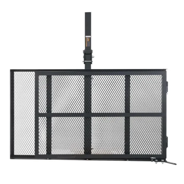 VEVOR 히치 마운트 화물 캐리어, 45.3' x 25.6' 철제 히치 화물 랙(접이식 경사로 포함), 히치 랙 바스켓(안정장치 포함)