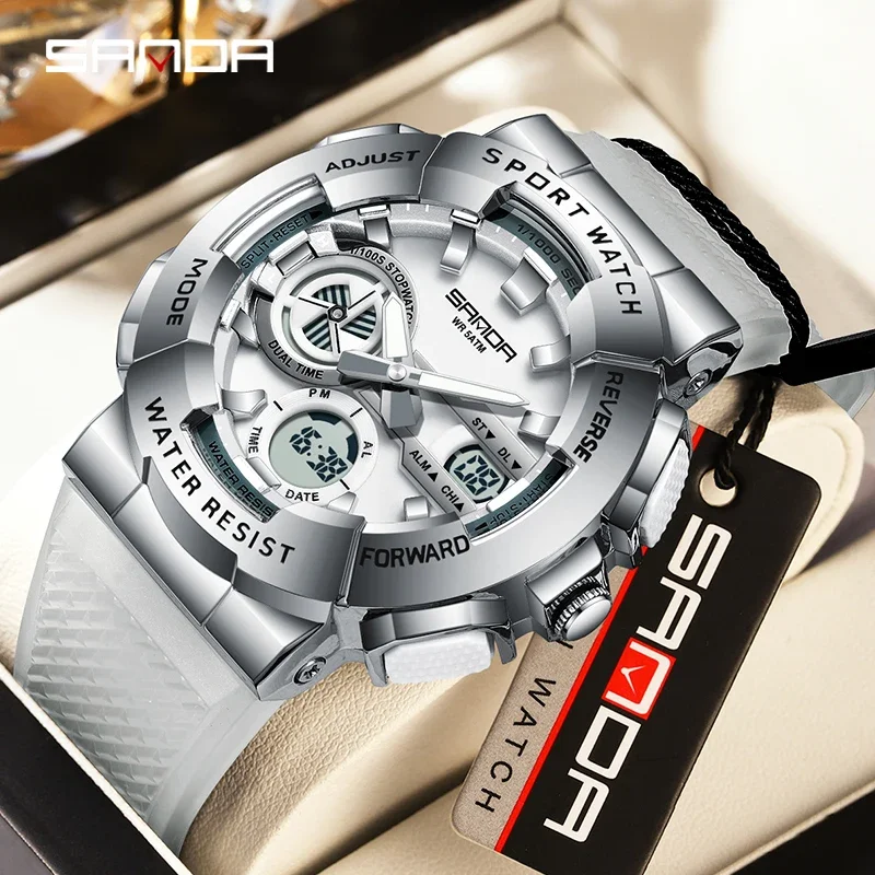 SANDA, nuevo reloj militar estilo G para hombre, cronómetro con pantalla Dual, reloj de pulsera electrónico resistente al agua para hombre, relojes Masculino