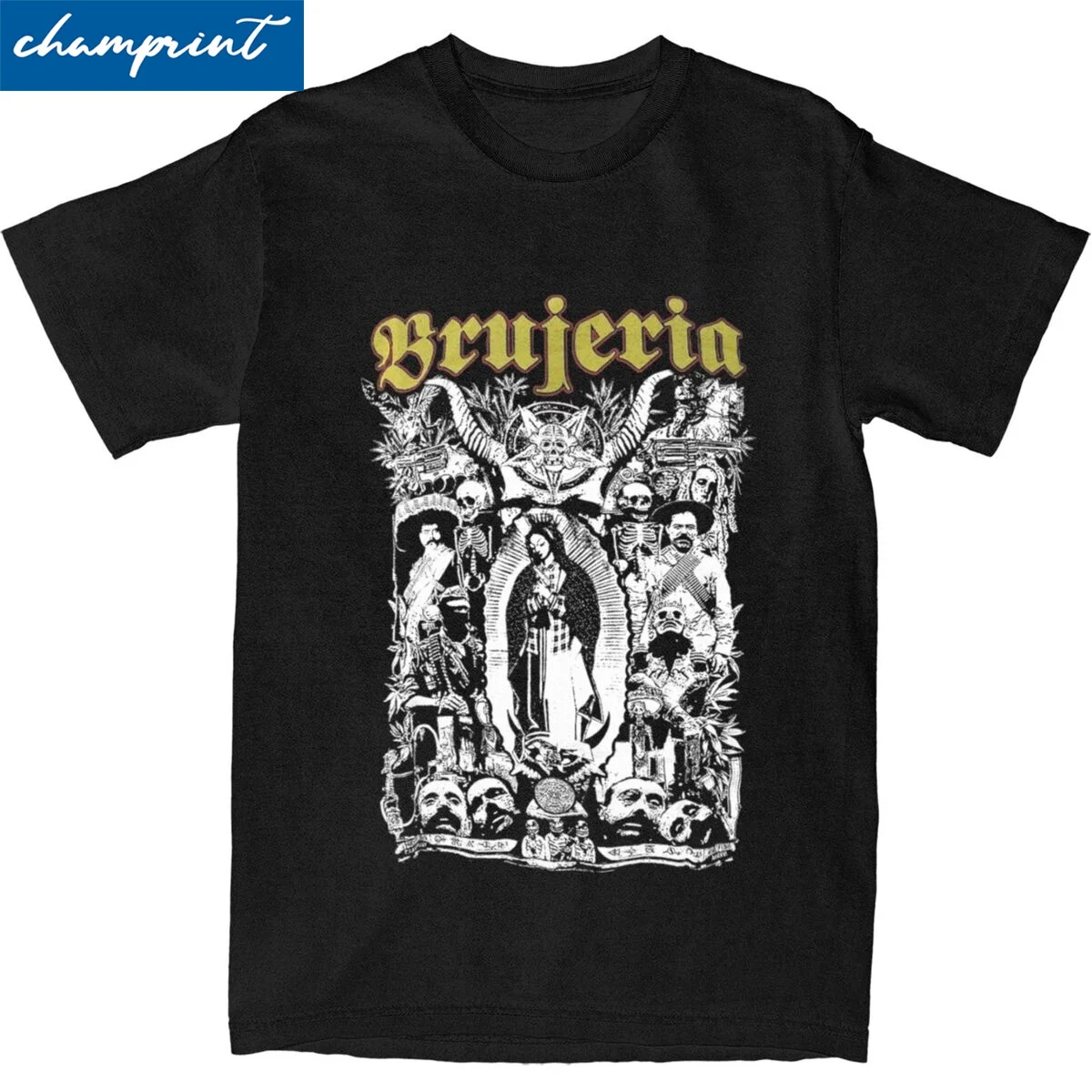 Casual Brujeria Band T Shirt Men Cotton Short Sleeve Round Neck Summer Clothes