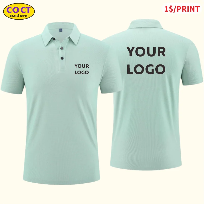 New Custom Personality Summer Quick Drying Short Sleeved Polo Print Company Logo Group Breathable Fitness Lapel Shirt