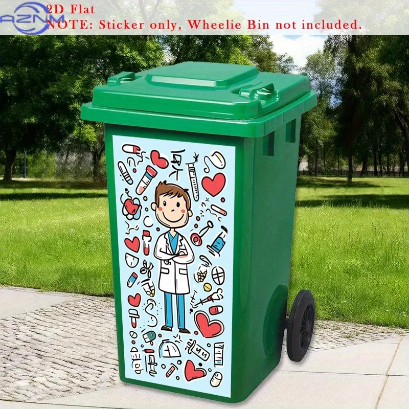 1pc Medical-Themed Self-Adhesive Removable PVC Stickers - Glossy Doctor & Hospital Design with Stethoscope, Pills, EKG & Medic