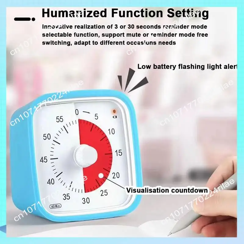 A17Z VT01 60 Minute Visual Timer Silent Countdown Time Manager Drop-Proof Alarm Clock DIY Timer  For Students Learning Tool