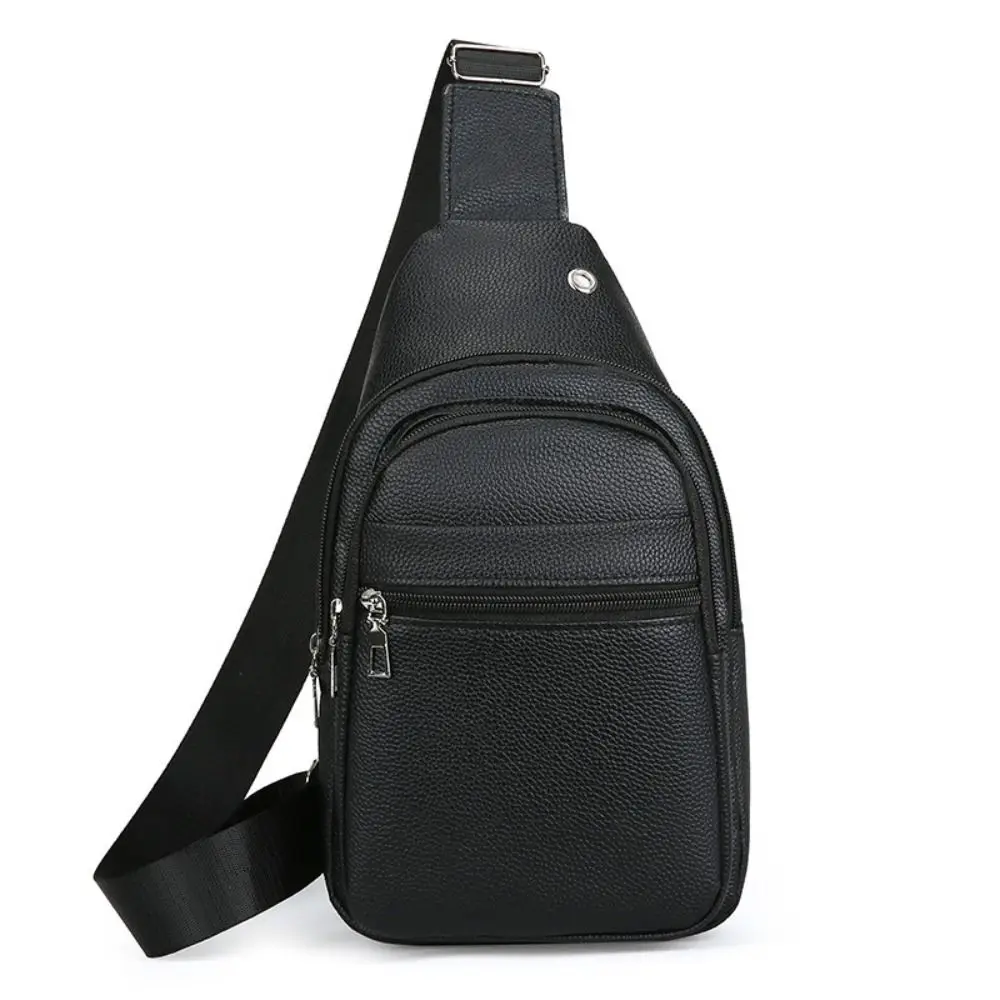 Fashion PU Leather Men Chest Bag Multifunctional Large Capacity Sports Chest Bag Black Brown Male Shoulder Bag Men Women