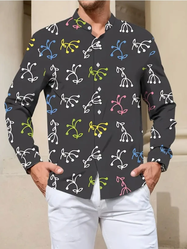 

Мужские осенние рубашки с длинными рукавами модные и удобные, с разными цветами и узорами,