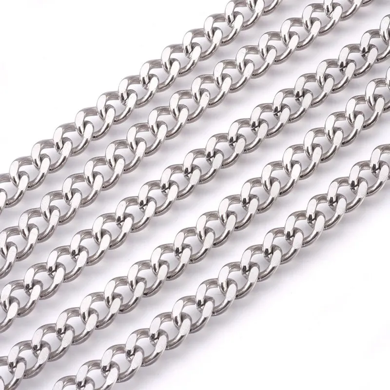 10m Unwelded Stainless Steel Curb Chains Link Chain for Jewelry Making DIY Bracelet Necklace Craft Supplies
