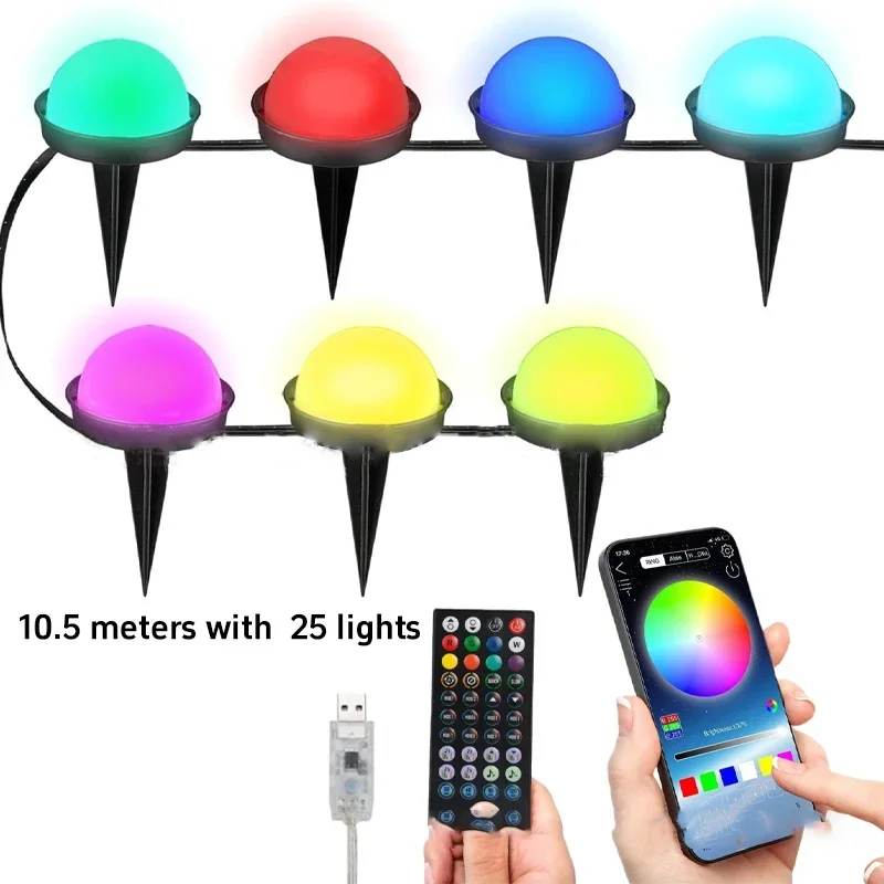 Novas luzes LED montadas no solo com WiFi para visualização de gramados, jardins de acampamento ao ar livre e luzes de gramado para pátios