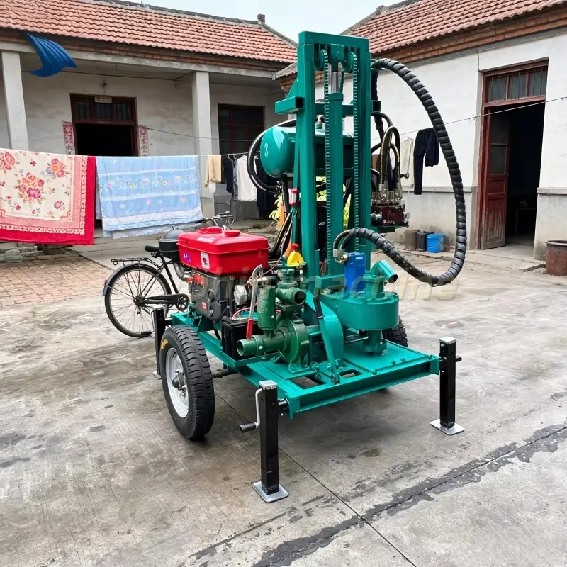Portable Small Water Well Drilling Machine Prices Deep Well Drilling Rig Depth 150 Meters with 25 Horsepower Diesel Engine