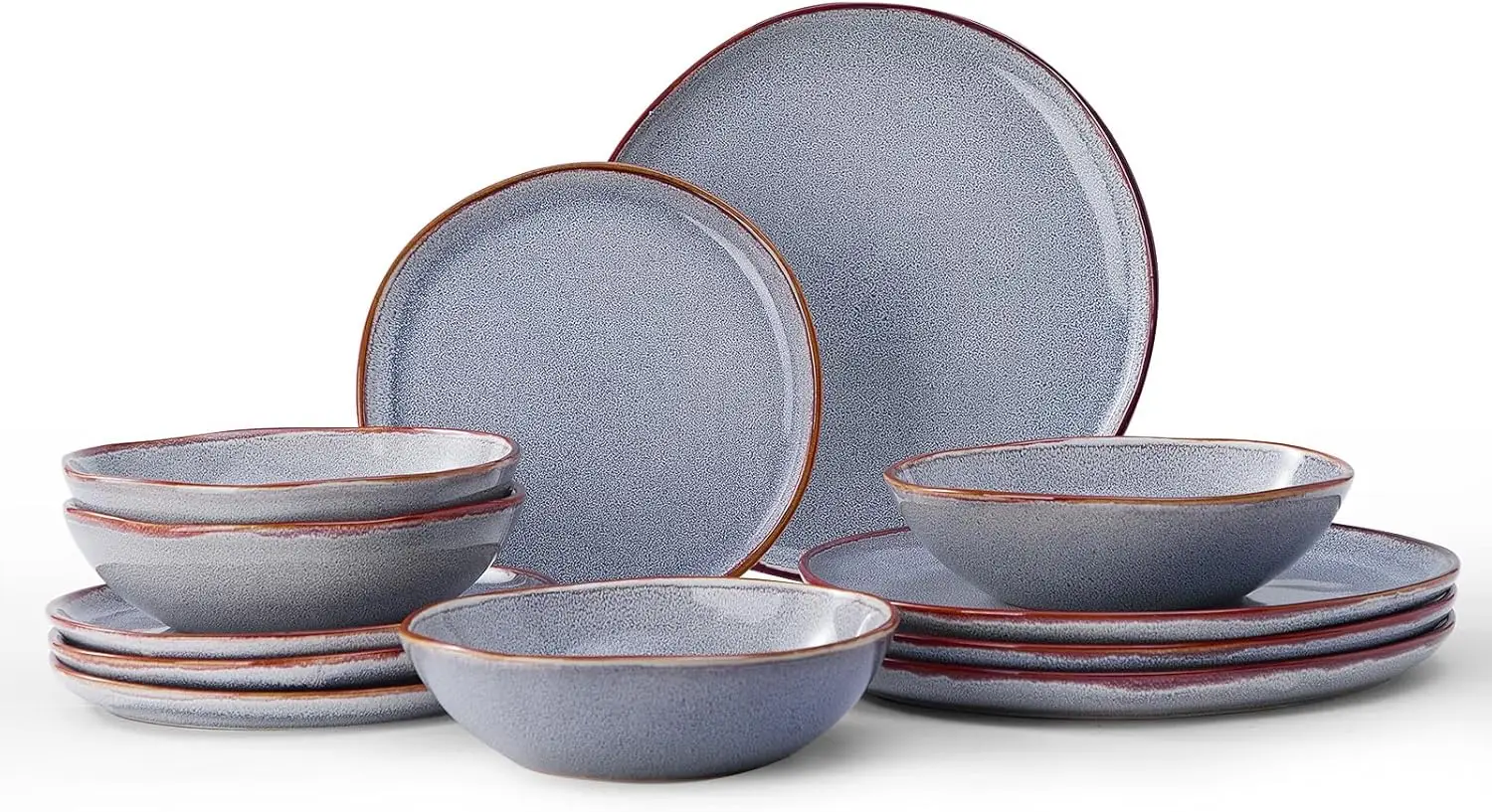

12 Pieces Round Kitchen Dinnerware Sets，Plates and Bowls Sets,Dishes, Plates, Bowls, Dish Set, Chip Resistant Ceramic Dinnerware