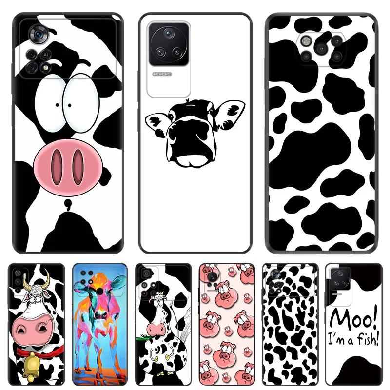 Phone Case for Xiaomi Poco F5 F4 F3 F1 C40 C50 C51 M5 M5S M4 M3 X3 X4 X5 Pro NFC Simple White Black Cow Soft Shell Cases Cover