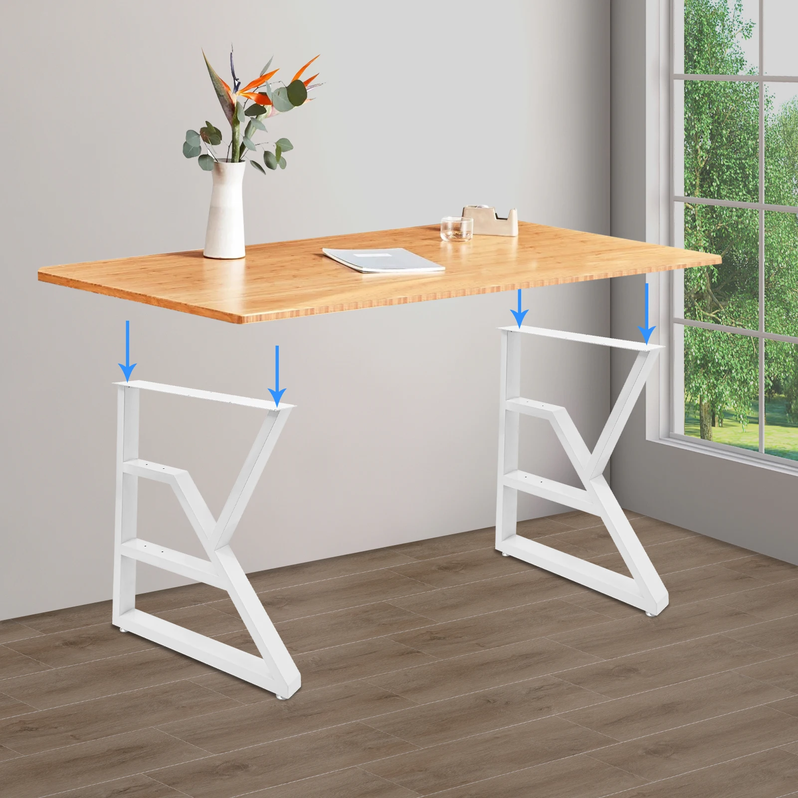 

K-Shaped Table Legs, 2Pcs 3-Tier Metal Table Legs, 28-Inch Metal Desk Legs