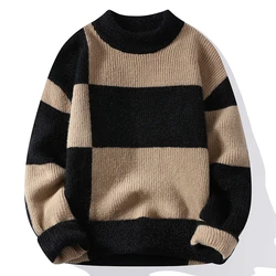 2023 New Style Turtleneck Sweater Men Pullovers Autumn Winter Soft Lightweight Warm Knitted Jumper Hombre Plaid Sweater