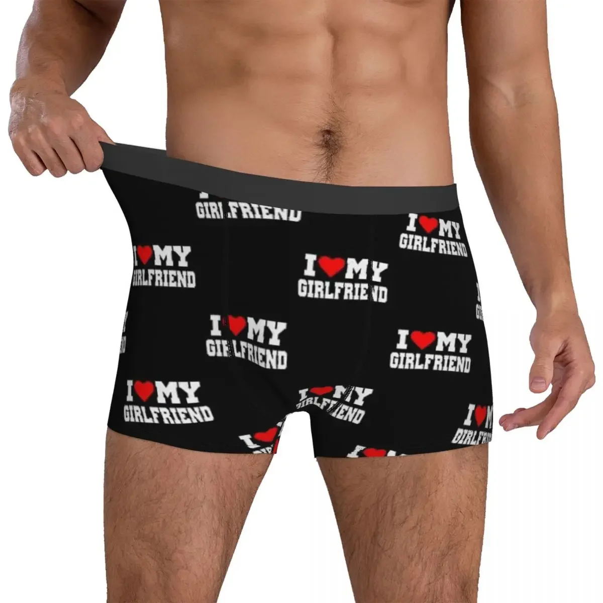 Boxer Underpants Shorts I Love My Girlfriend Panties Men\'s Soft Underwear for Homme Man Boyfriend Gifts