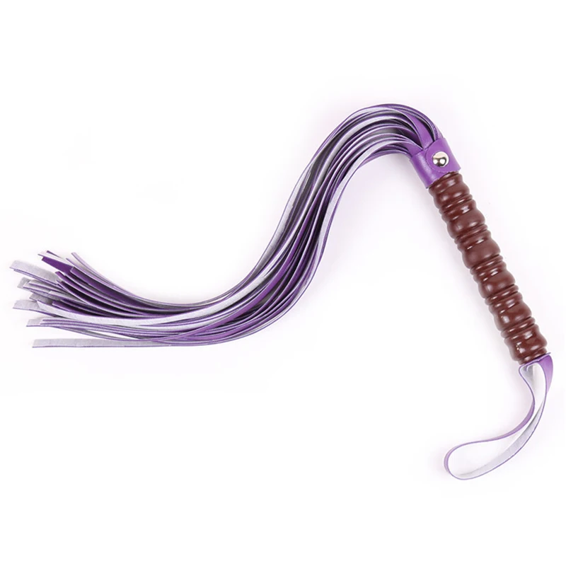 49cm Plastic Handle Leather Tassels Horse Whip Riding Crop Flogger Paddle Slapper Horse Training Dressage Whips