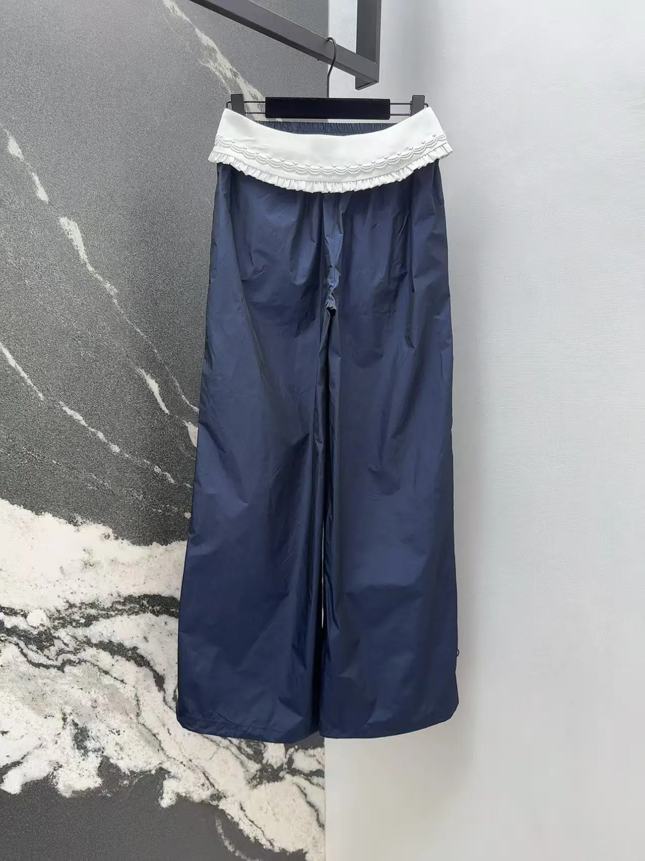 High quality new women's casual pants, lace embroidered straight leg pants, sports pants, and casual versatile pants