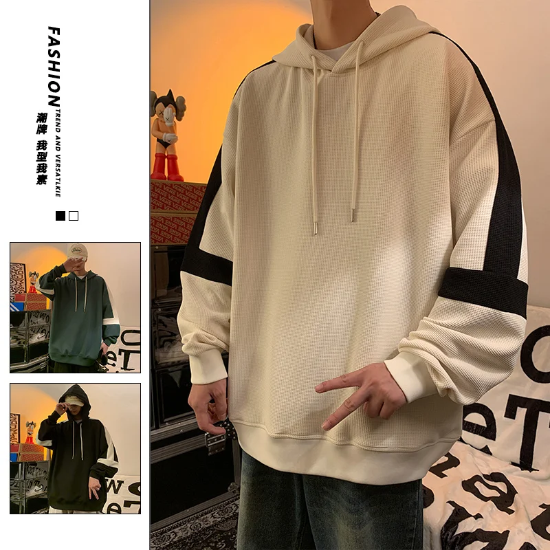 

High Quality Men Hoodies Patchwork Sweatshirts Spring Couple Fashion Pullover All-Match Loose Casual Harajuku Men's Clothing