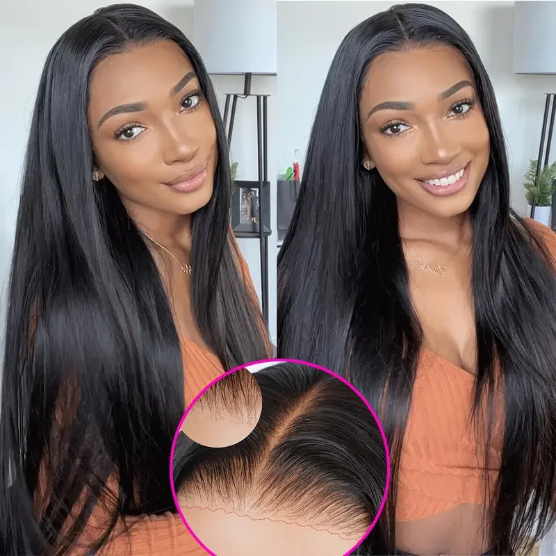 

13x4 Glueless Pre-Cut Lace Wigs Ready To Wear Transparent Bone Straight Lace Front Human Hair Wig 4x4 6x4 7x5 Lace Closure Wig