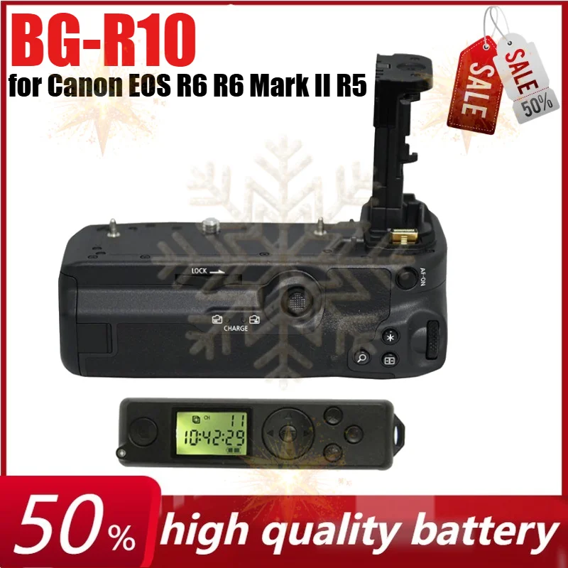 BG-R10 Vertical Battery Grip Holder with IR Remote Control  for Canon EOS R6 R6 Mark II R5 R5C Mirrorless Cameras