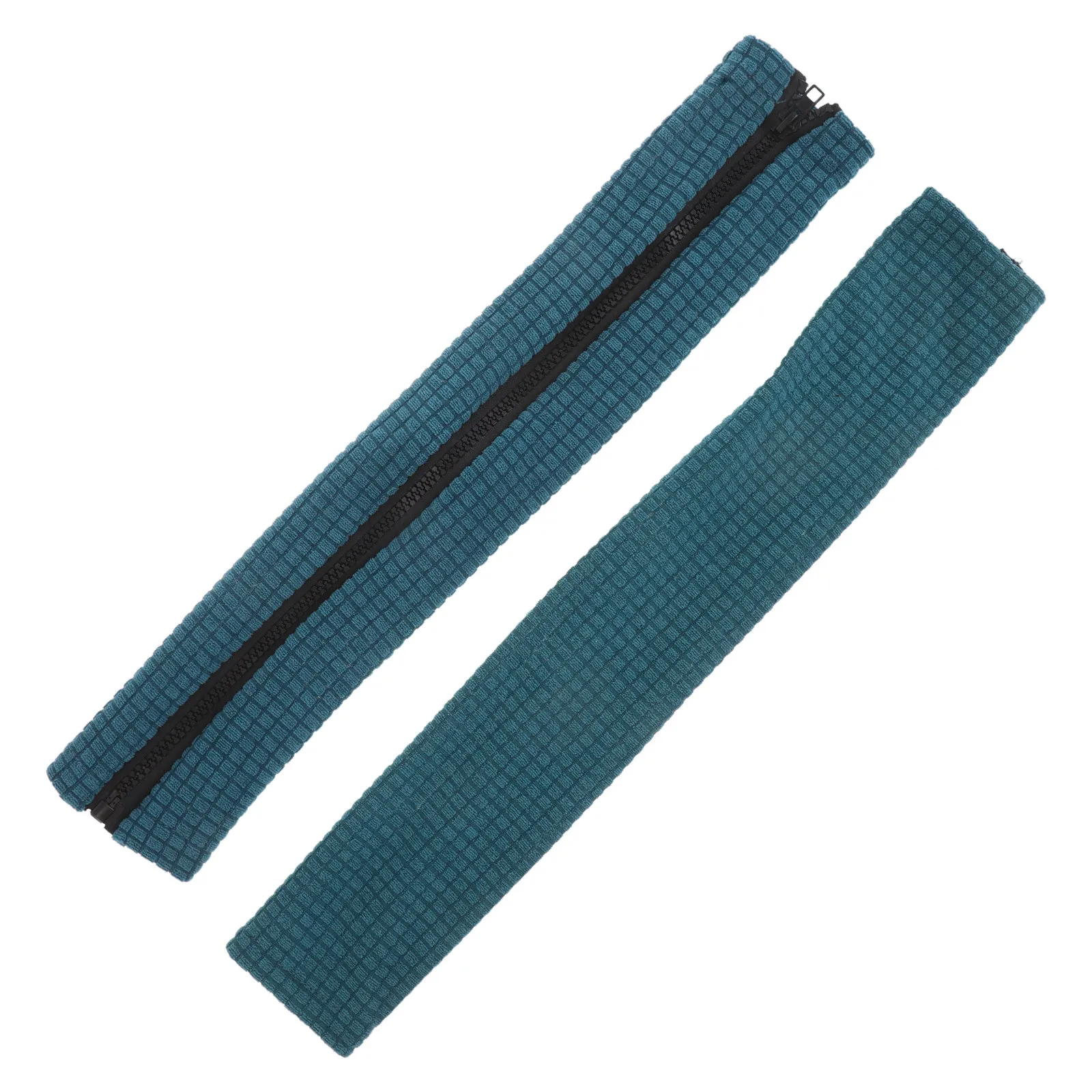 1Pair Dark Green Stretch Jacquard Armrest Cover Waterproof Zipper Design Office Chair Hand Rest Protector for Home Computer Use