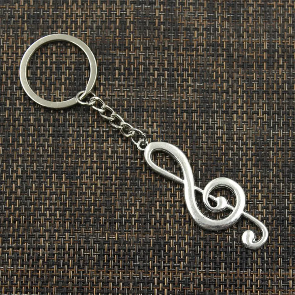 Fashion Musical Note 60x21mm Pendant 30mm Key Ring Metal Chain Silver Color Men Car Gift Souvenirs Keychain Dropshipping