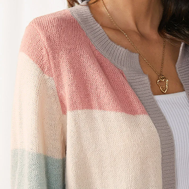 Sweaters Women Knitted Sweater Cardigan Coat Women's Fall Winter Versatile Color Matching Casual Loose Coat Abbigliamento Donna