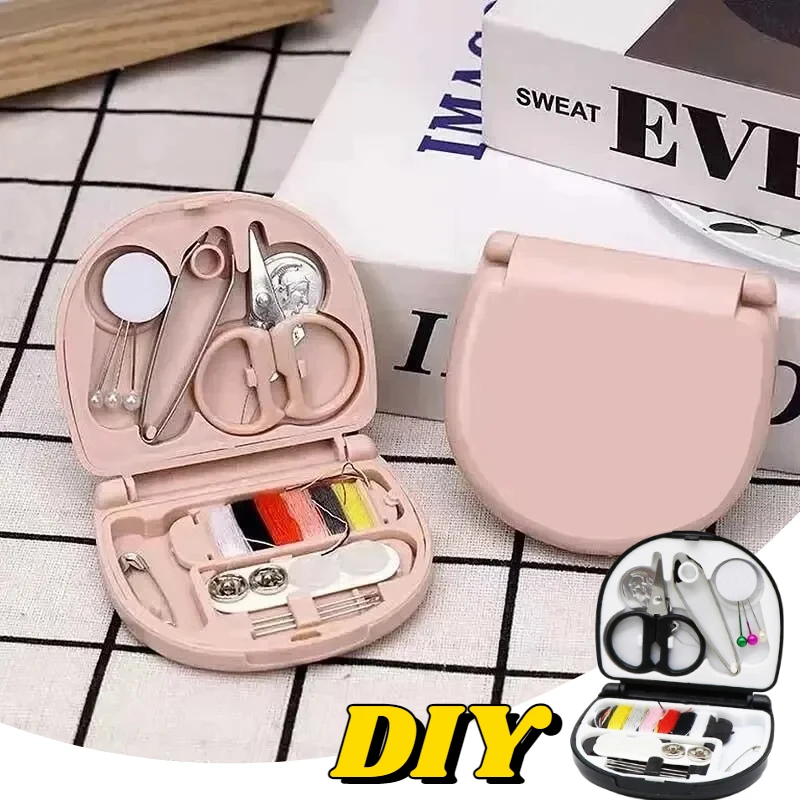 

DIY Buttons Pins Storage Box Set Sewing Mini Travel Sewing Kit Household Multi-function Portable Apparel Needlework Storage Box