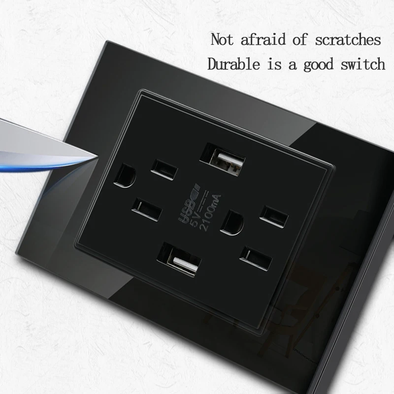

110 В американский стандарт USB Type-c розетка для быстрой зарядки белая розетка из закаленного стекла 118 тип США настенная розетка панель