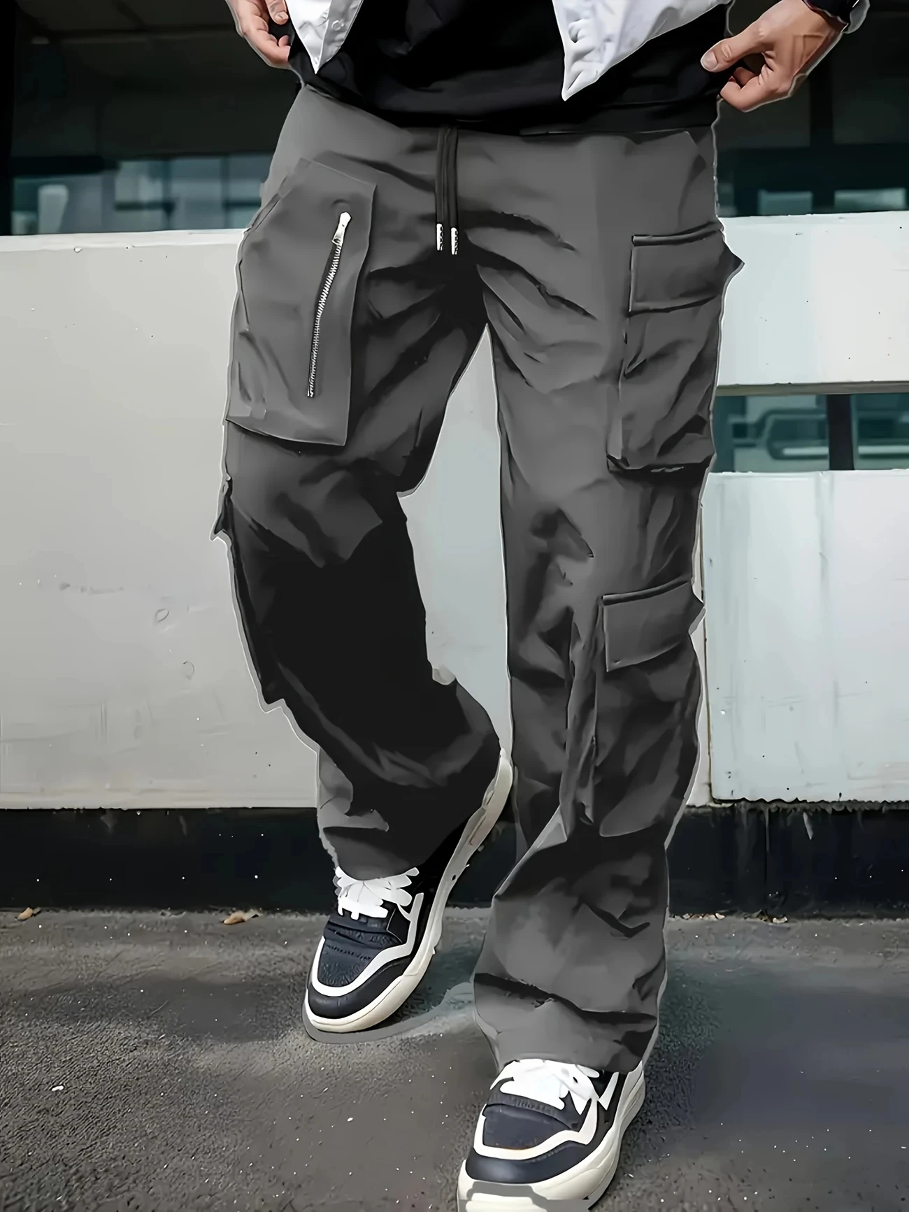 

Spring Autumn Cargo Pants Men's Fashion Brand Elastic Multi Pockets Straight Leg Sports Trousers Loose Casual Joggers Pants Men