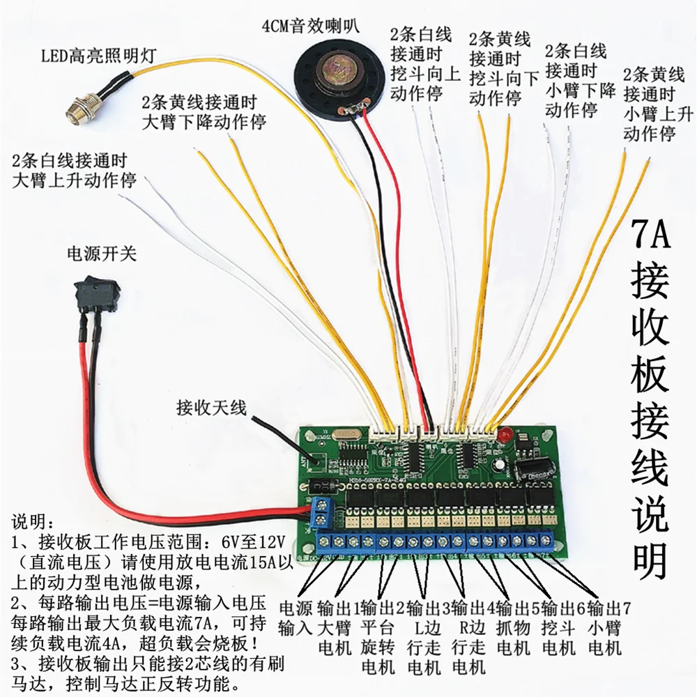 DIY Car Robot Model Excavator Radio Controlling System 2.4G 16CH Remote Controller 3.7V Transmitter 6V-12V Receiving Board