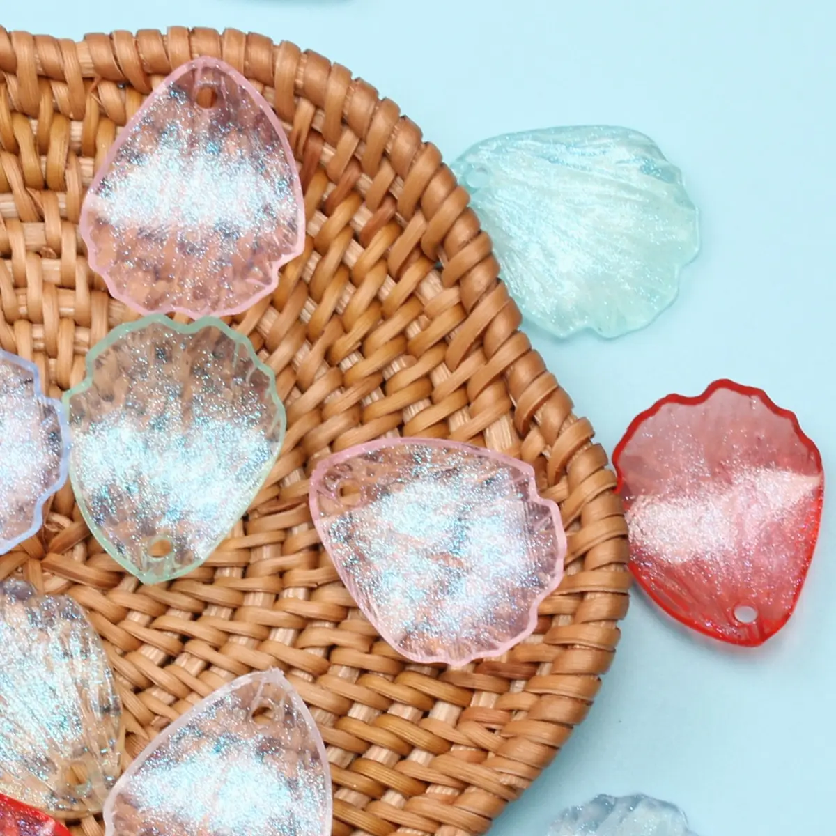 19*23mm 10pcs Acrylic Candy Color Transparent Flower Petal Beads For Jewelry Making DIY Pendant Crafts Handmade Materials