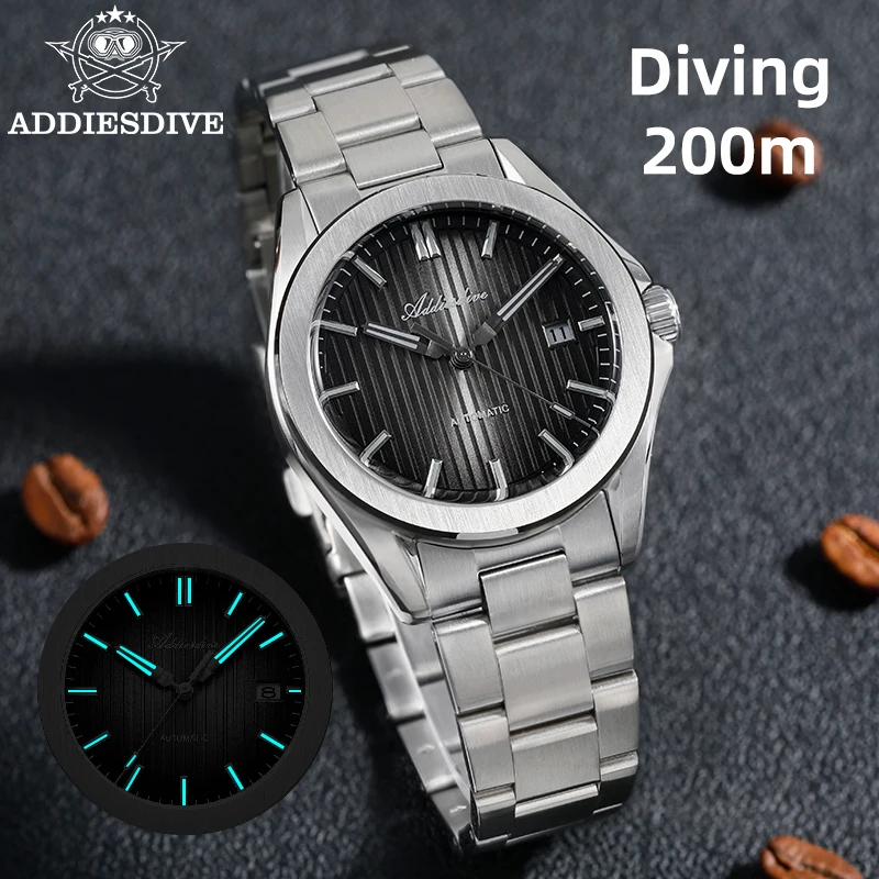 

ADDIESDIVE 38mm AD2533 Watch For Men Sapphire Glass BGW9 Super Luminous 20Bar Waterproof Japan 8215 Automatic Mechanical Watch