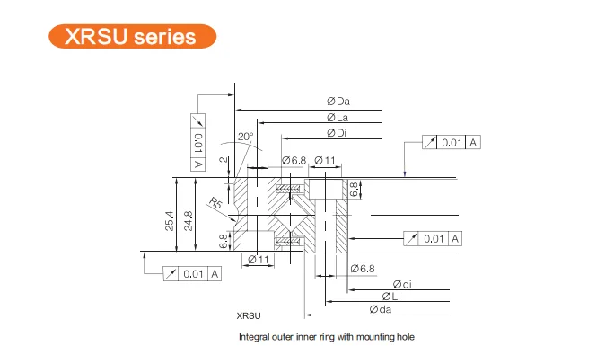 Crossed Roller Bearing XSU080188 Thin Section Slewing Bearing XSU 080188 150x255x25.4 mm