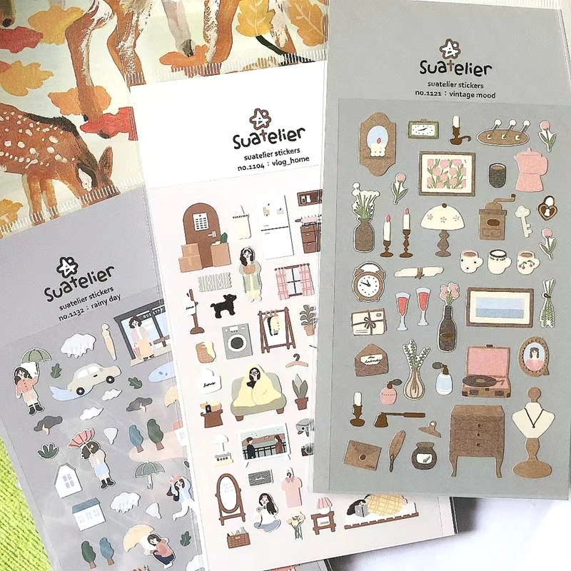 Koreański Suatelier naklejki śliczny styl domowy Scrapbooking DIY śmieci dziennik pamiętnik papiernicze naklejka ozdobna rękodzieło zapasy