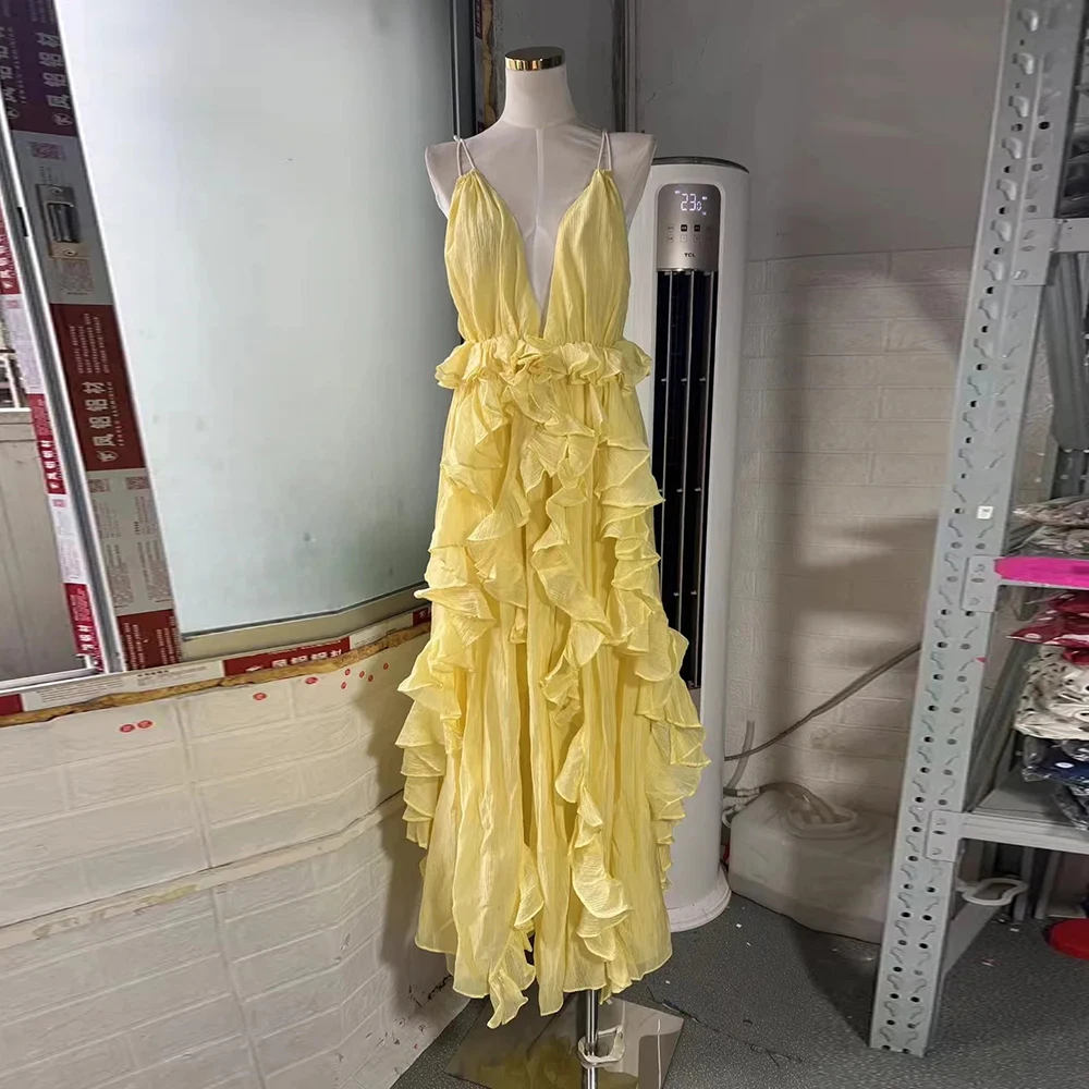 TWOTWINSTYLE شاطئ نمط فساتين ضئيلة عادية للنساء الخامس الرقبة أكمام عالية الخصر الحلو فستان طويل أنثى موضة KDR538033 #5