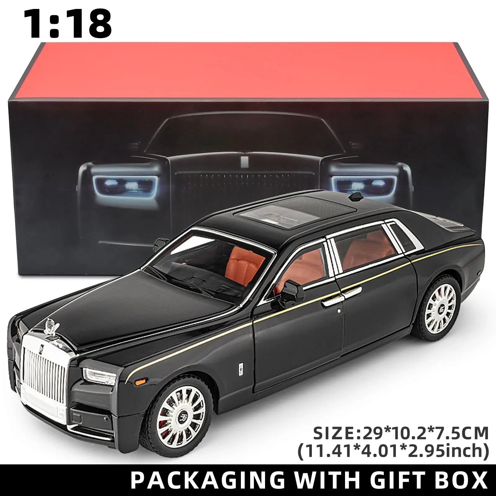 1:18 ロールスロイス ファントム モデルカー、亜鉛合金プルバック