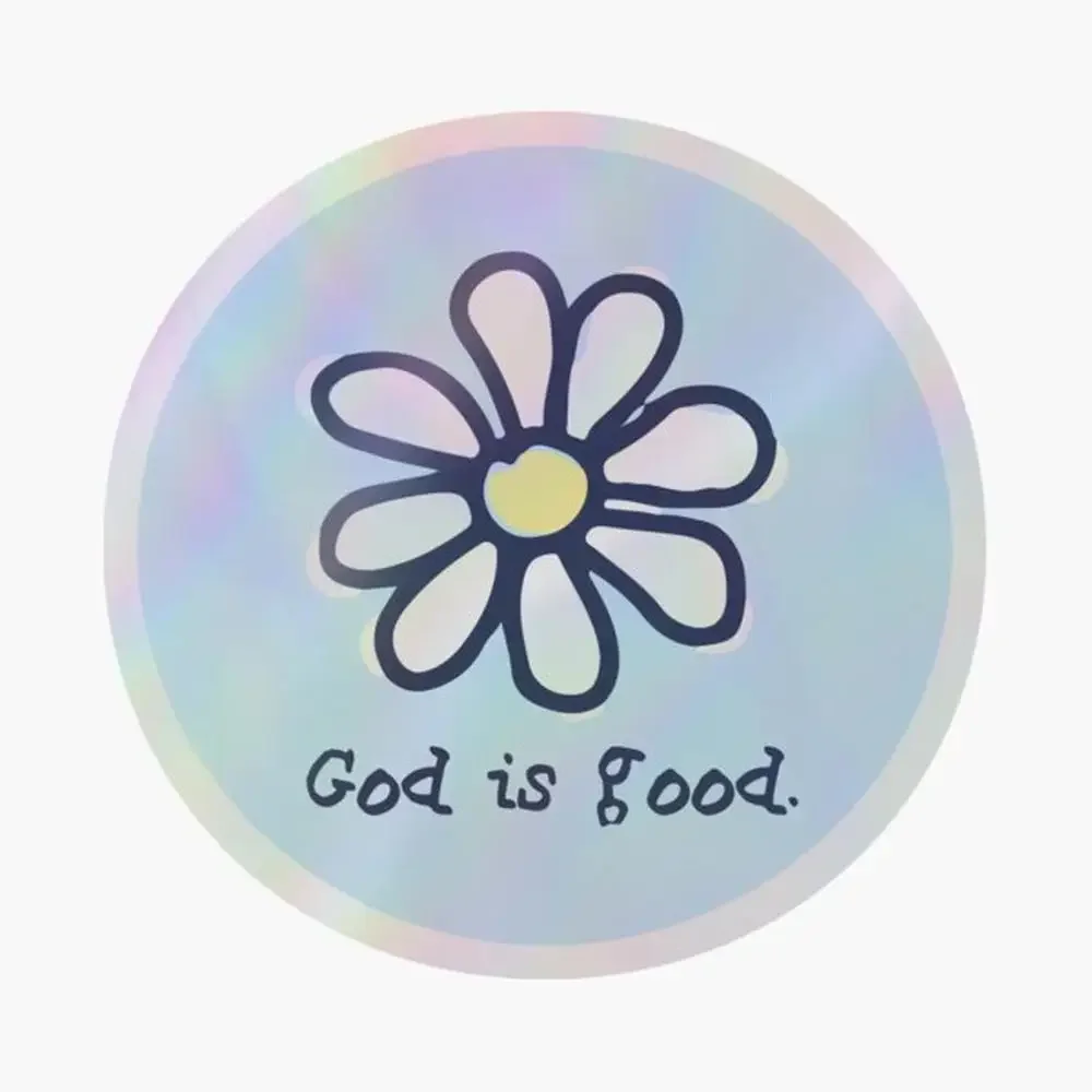 

Бог хорошая голографическая наклейка для декора ноутбука, спальни, автомобиля, милый мультяшный арт, модный общественный чемодан