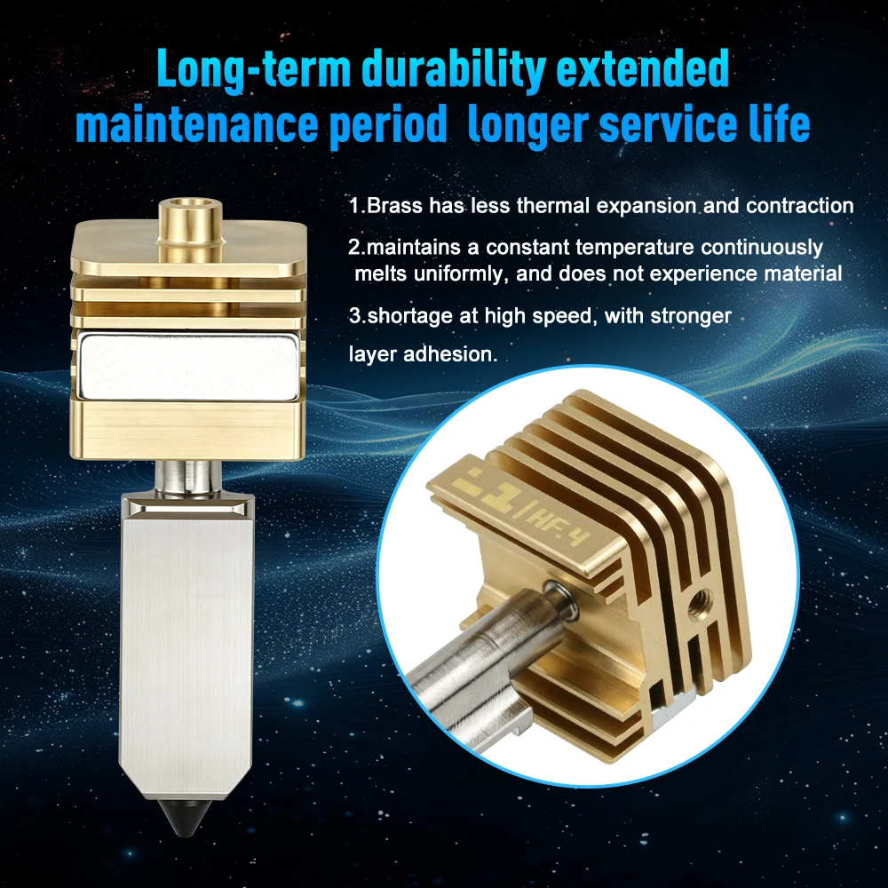 Für Bambu Lab P2S X2D H2D H2S H2C Hotend-Kit: Hochdurchsatz-Düse aus gehärtetem Stahl, Messingkühler, Hot-End für 3D-Drucker. – Detail 2