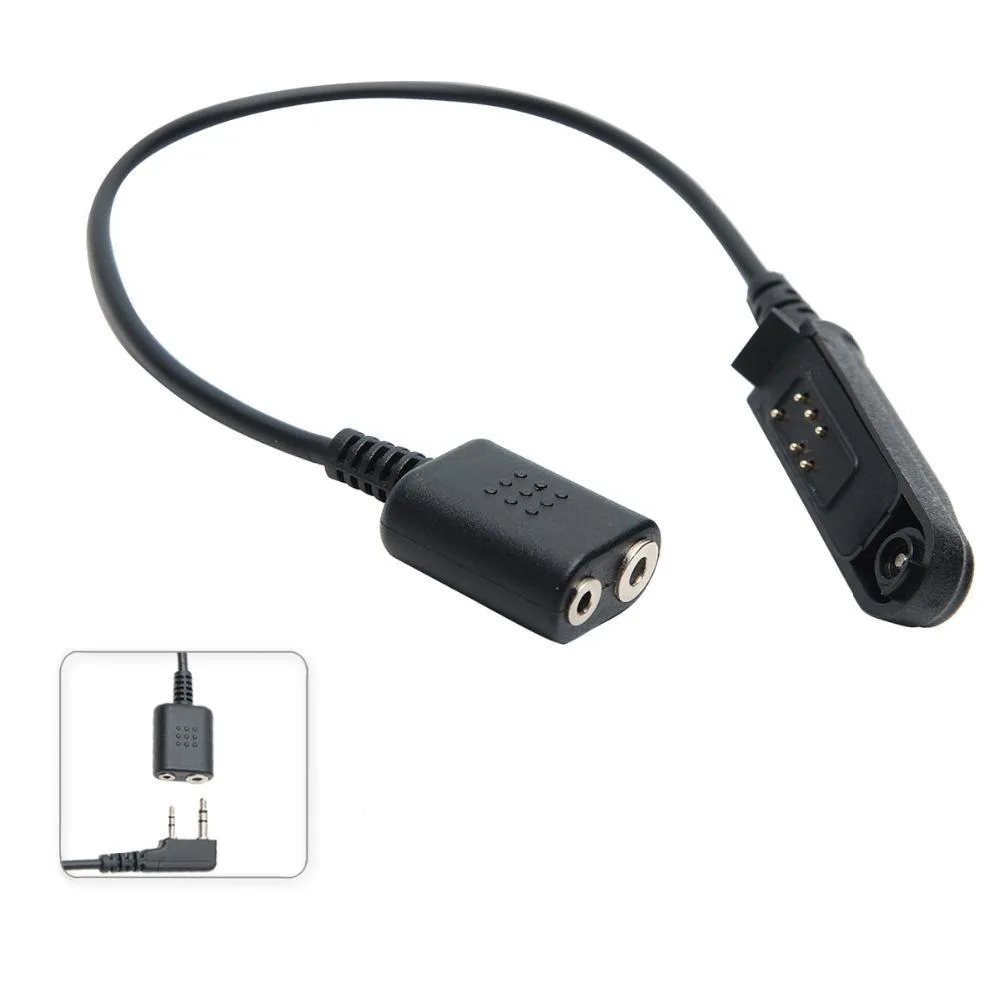 Baofeng UV-9R plus UV-XR Waterproof Adapter Cable 2 Pin Compatible with UV-5R UV-82 UV-S9 Walkie Talkie Headset Speaker Mic