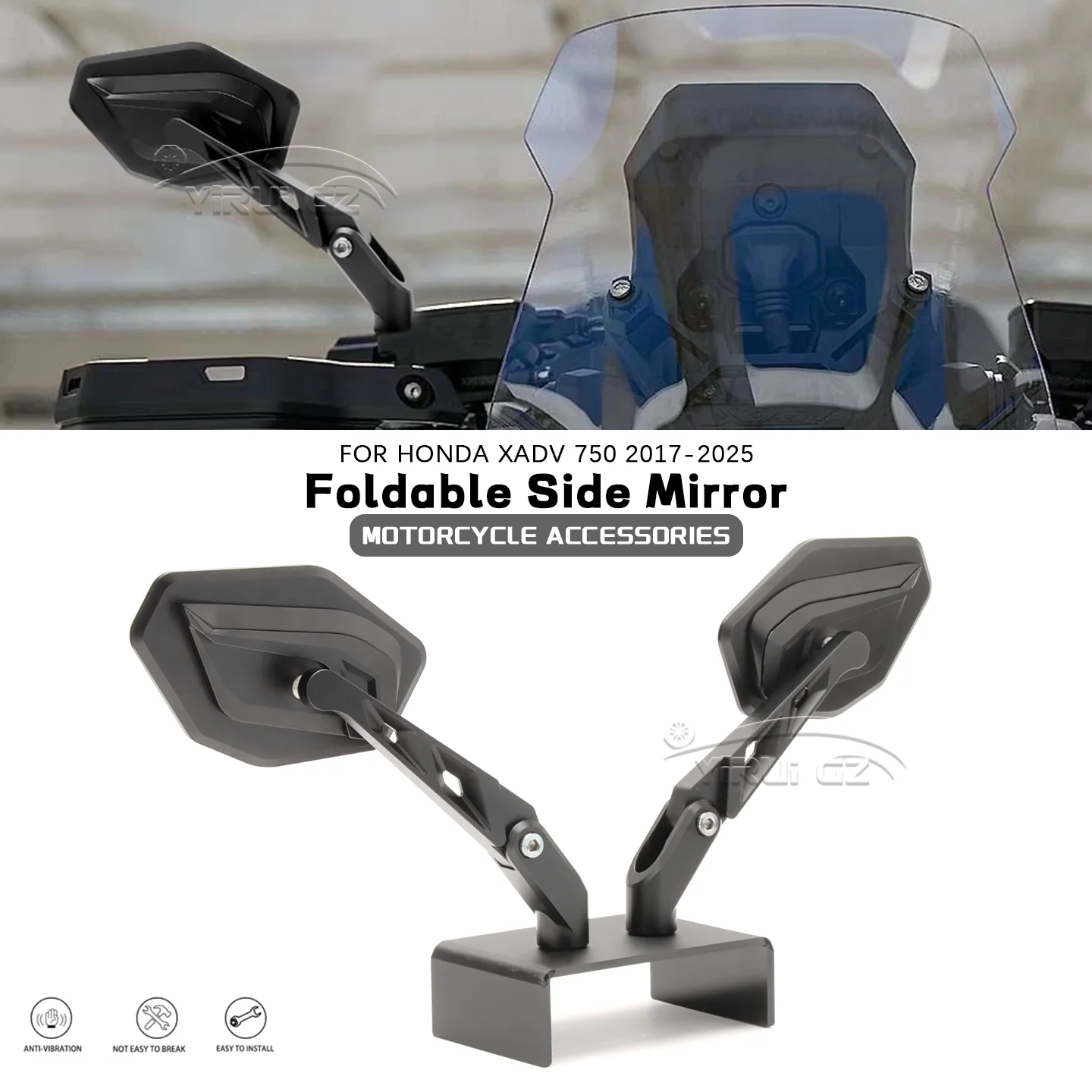 

New CNC Aluminum Foldable Rearview Mirror Adjustable Side Mirror FOR HONDA XADV 750 XADV750 2017-2025 NEW Motorcycle Accessories