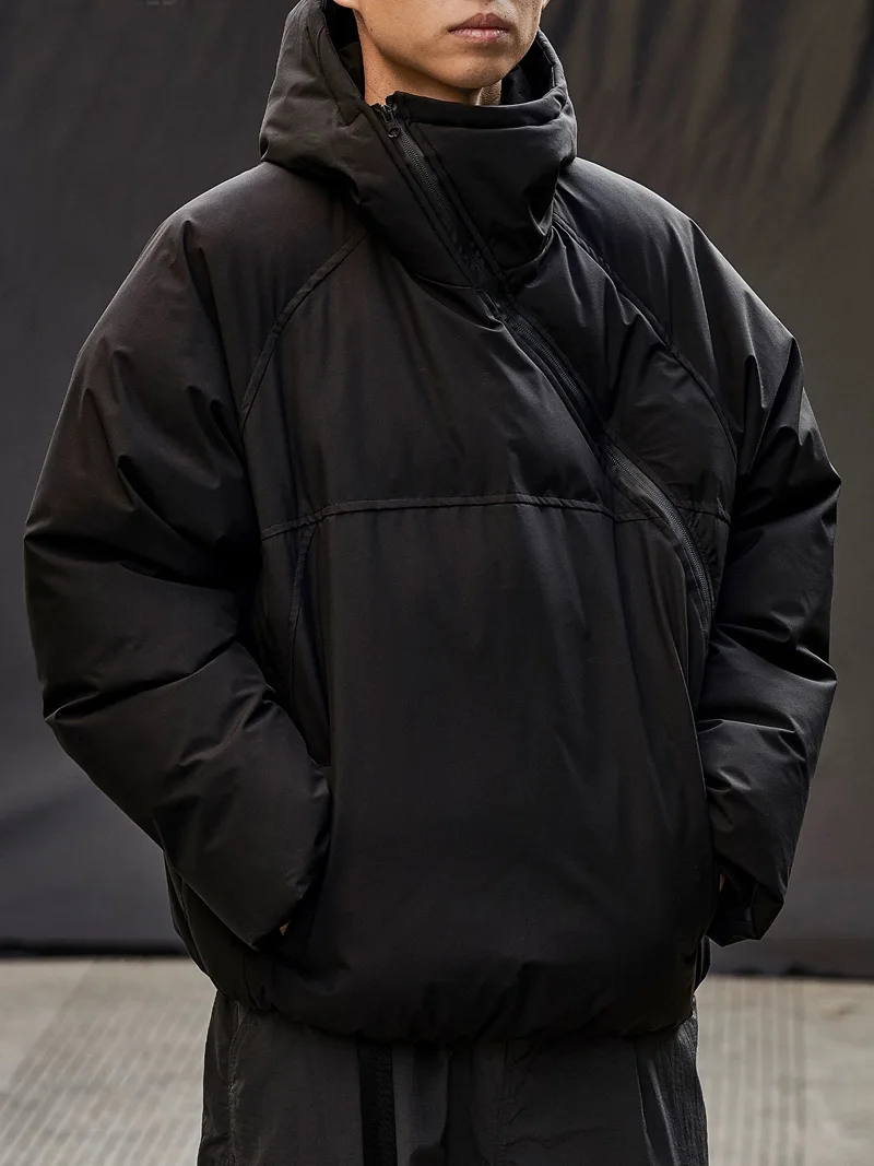 Jaqueta de parka com capuz para homens e mulheres, casaco solto de algodão acolchoado, streetwear cityboy, hoody parkas, casacos na moda inverno 2024