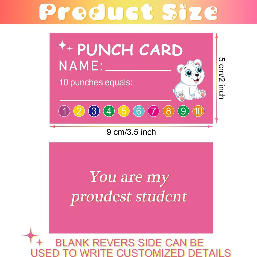 10-50Pcs/pack Punch Cards for Classroom Student Home Behavior Incentive for Children Motivational Kids Cute Cards My Reward Card