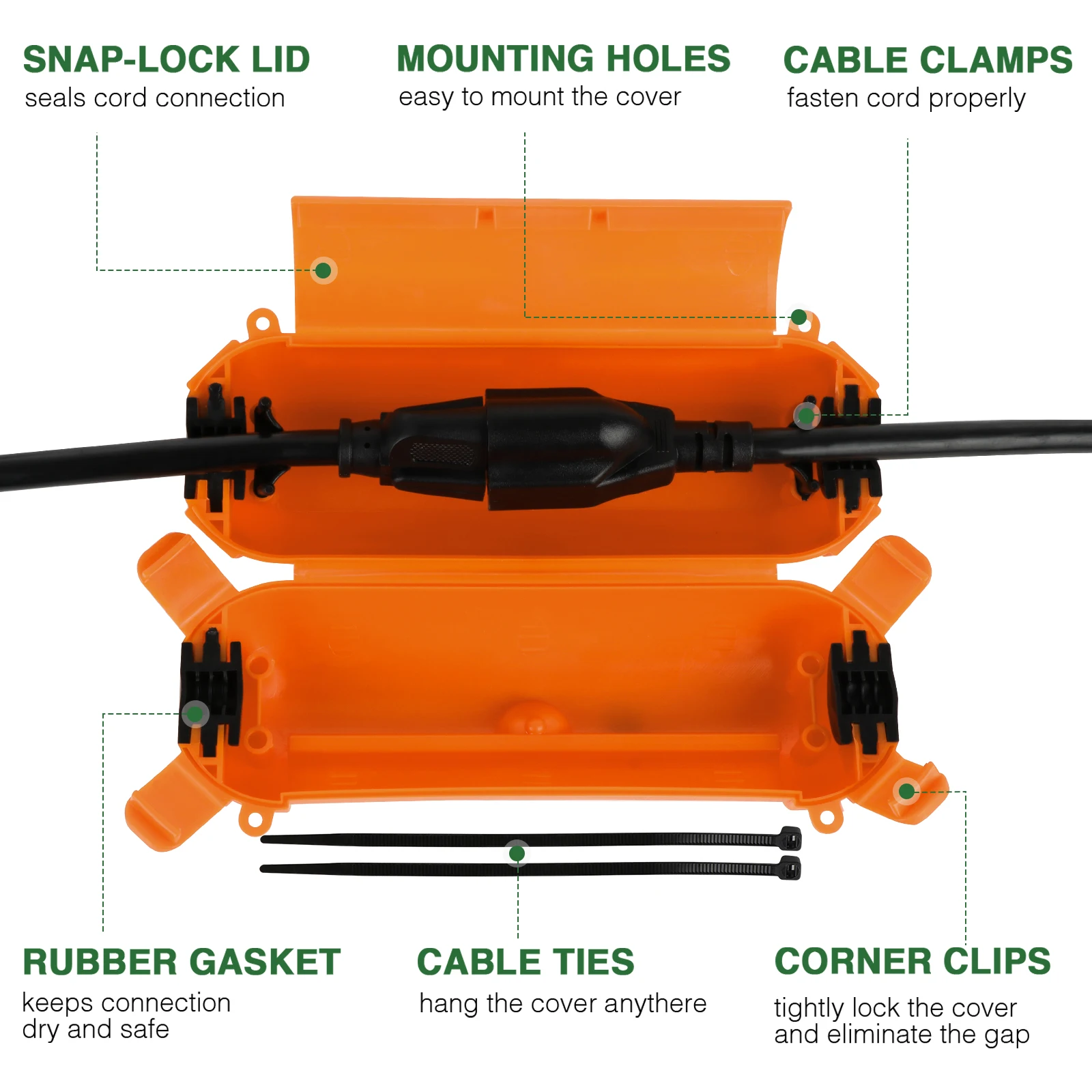 صندوق كهربائي مقاوم للطقس IP44 غطاء سلك تمديد مقاوم للماء لقابس أضواء زينة العطلات صندوق توصيل مقاوم للطقس #2