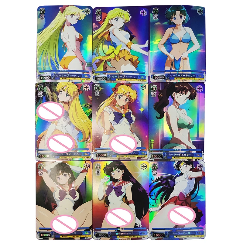 Sailor Moon collectible cards boys games toys table games birthday gifts DIY anime Tsukino Usagi Sailor Moon premium flash card