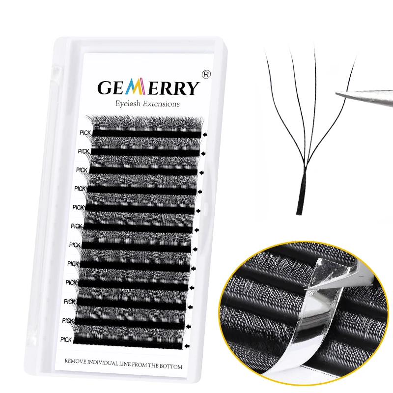 10 pcs/lot GEMERRY 4D W-Shaped Eyelashes Extension 4D Cilios W Automatic Premade Volume Fans Professional Makeup Tools Wholesale