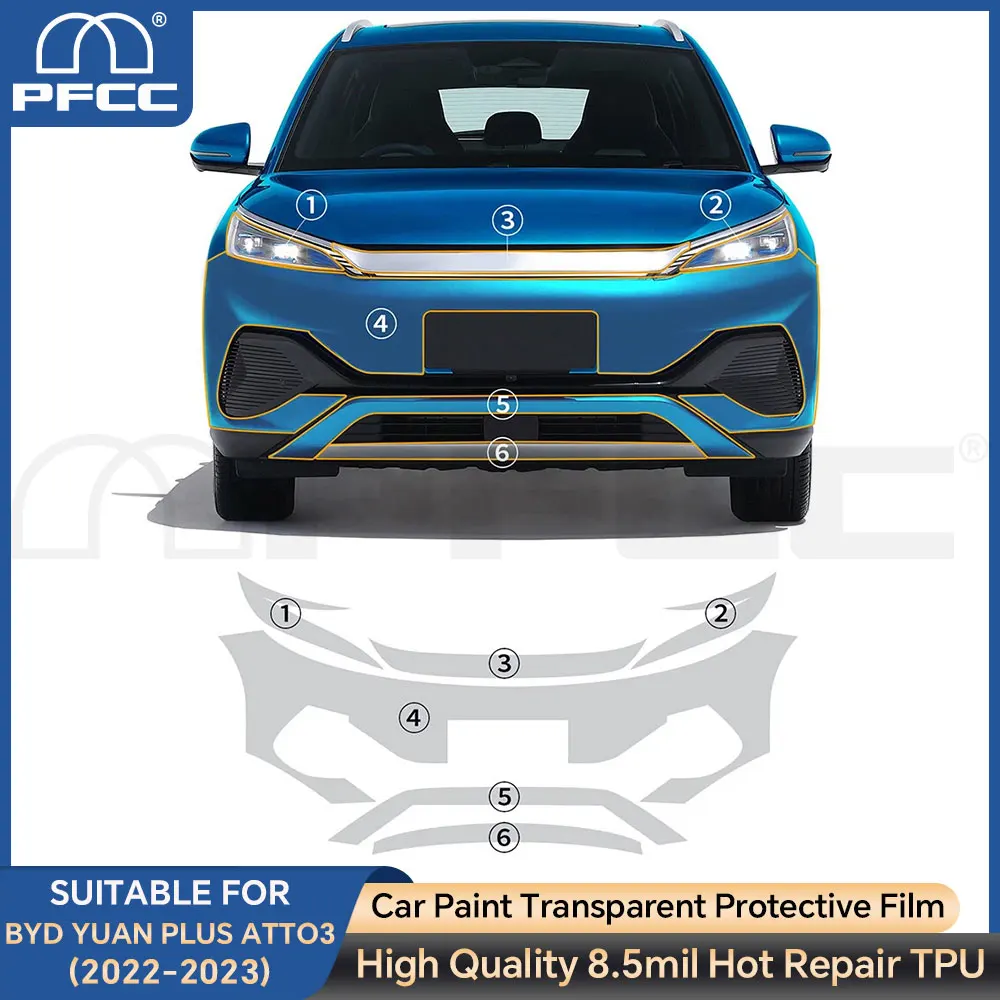 

Custom Front Bumper Precut Paint Protection Film PPF For BYD Yuan Plus ATTO3 2022-2023 Anti-scratch Exterior Transparent Kit