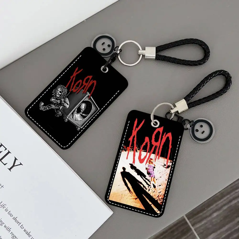 

Korn Rock Band Music Album Card Holde Applicable To Credit Cards Bus Card Soft Leather Rectangular Keychain Protective Cover