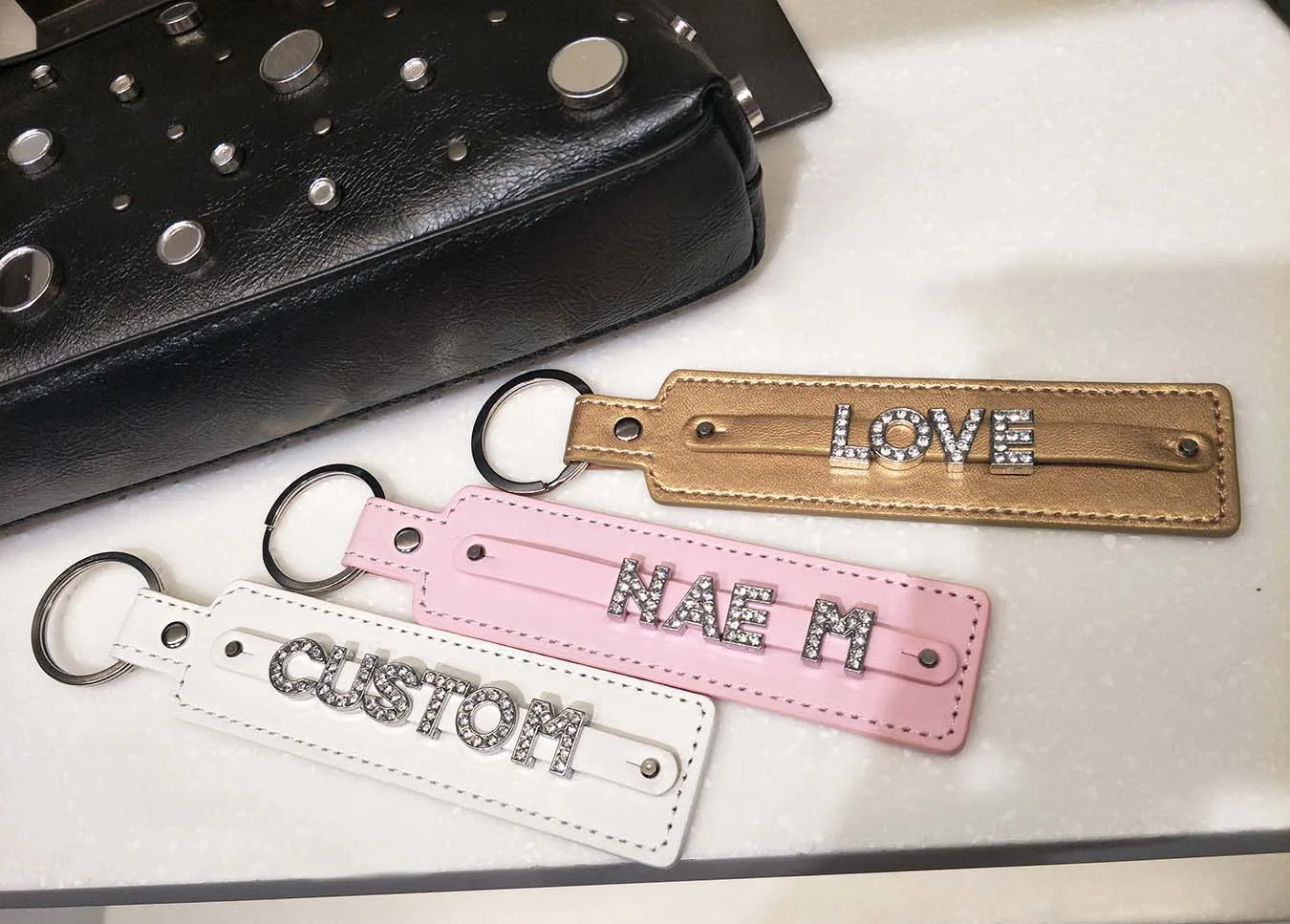 Custom Rhinestone Name Keychain,Bling Personalized Leather Keychain Accessories, Personalized Keychain, home decor, Custom Gift